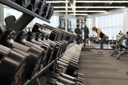 a person working out inside a fitness center