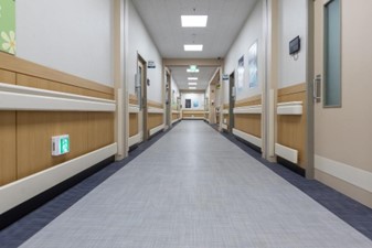 A clean medical facility hallway